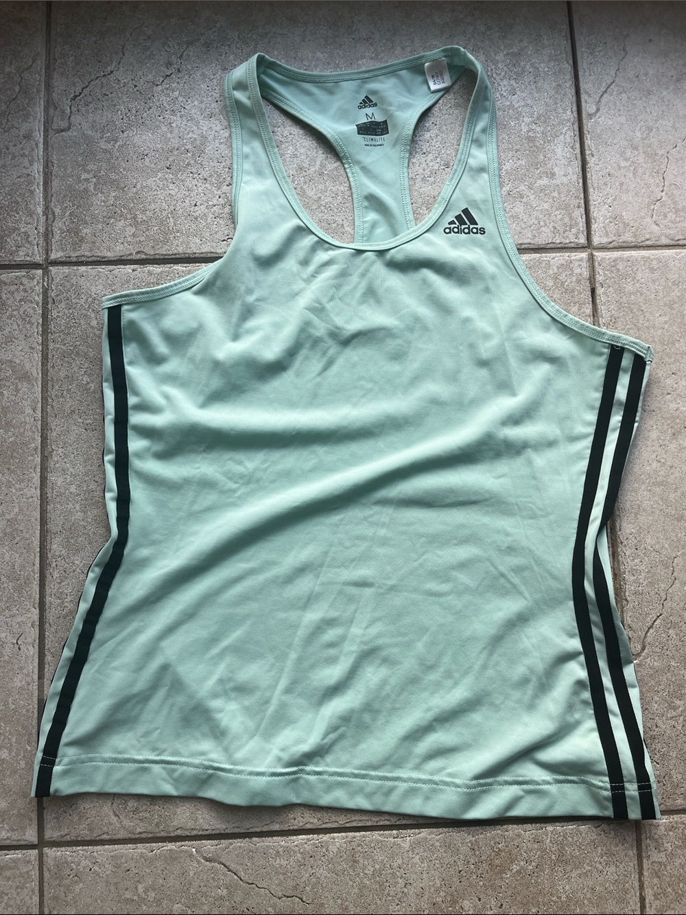 adidas Mint Racerback Tank with Dark Side Stripes